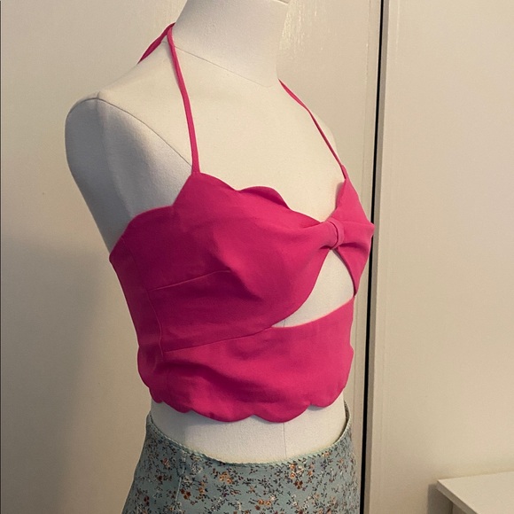 Tobi Pink Cropped Halter Top Size Small - Picture 3 of 9